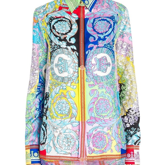Versace button up blouse silk